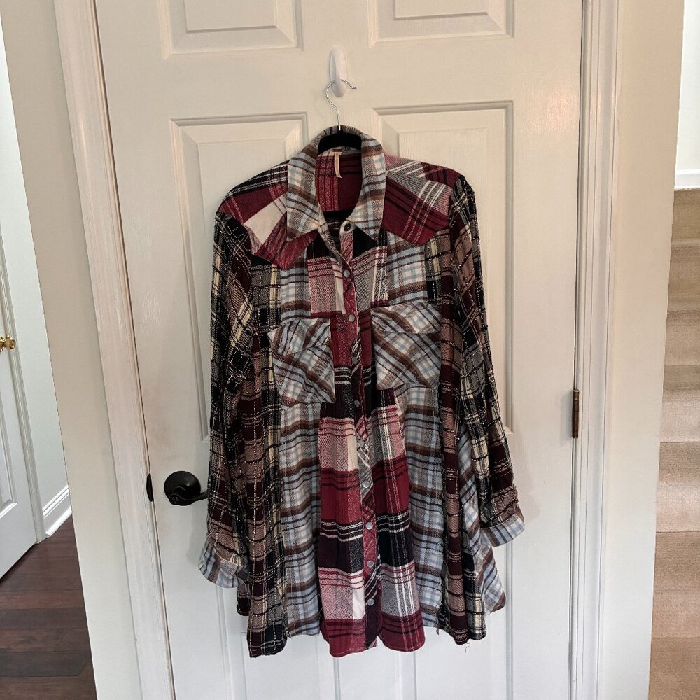 Free People Plaid Penny Shirt Dress- XL